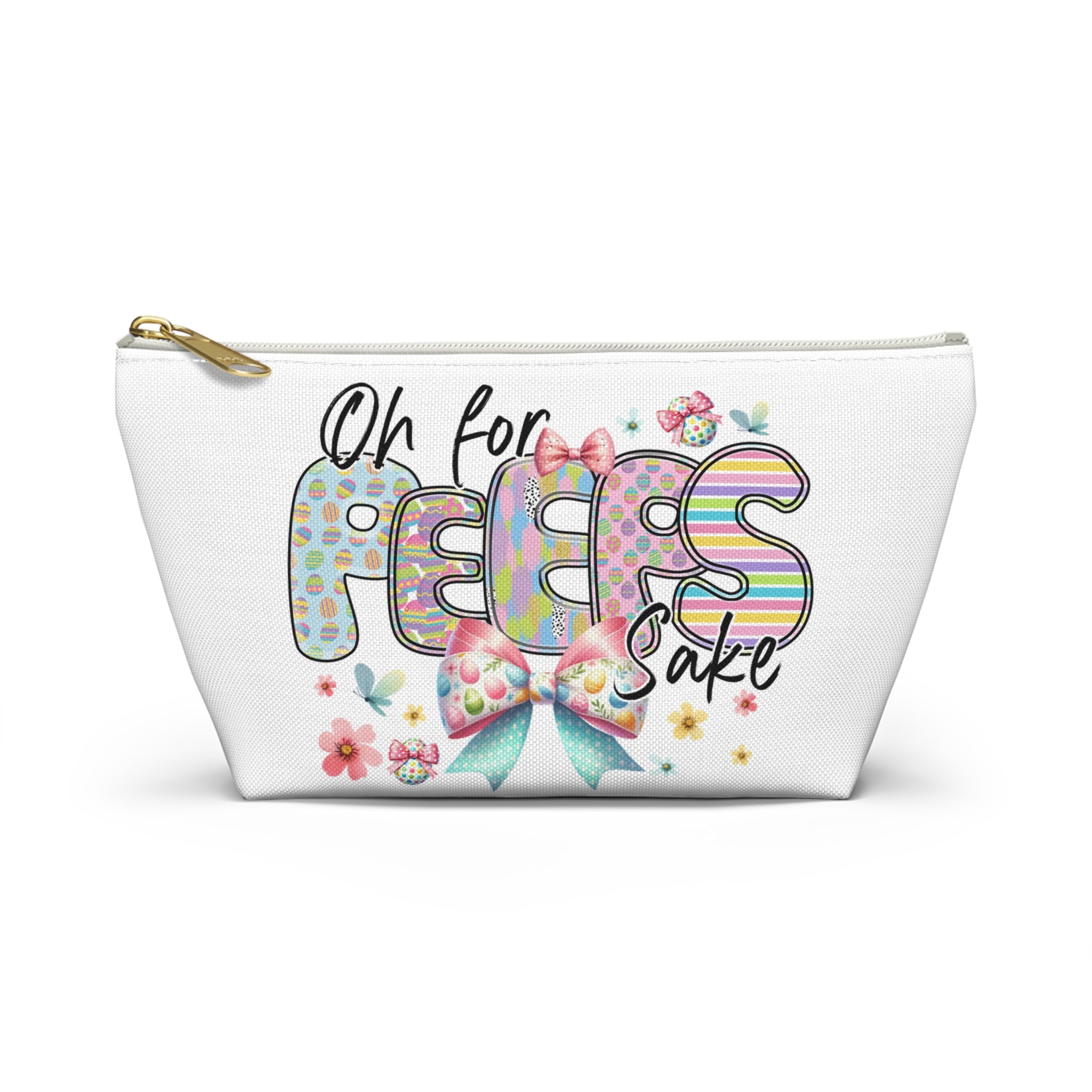 Colorful Floral Easter Accessory Pouch - "Oh for Peeps Sake"