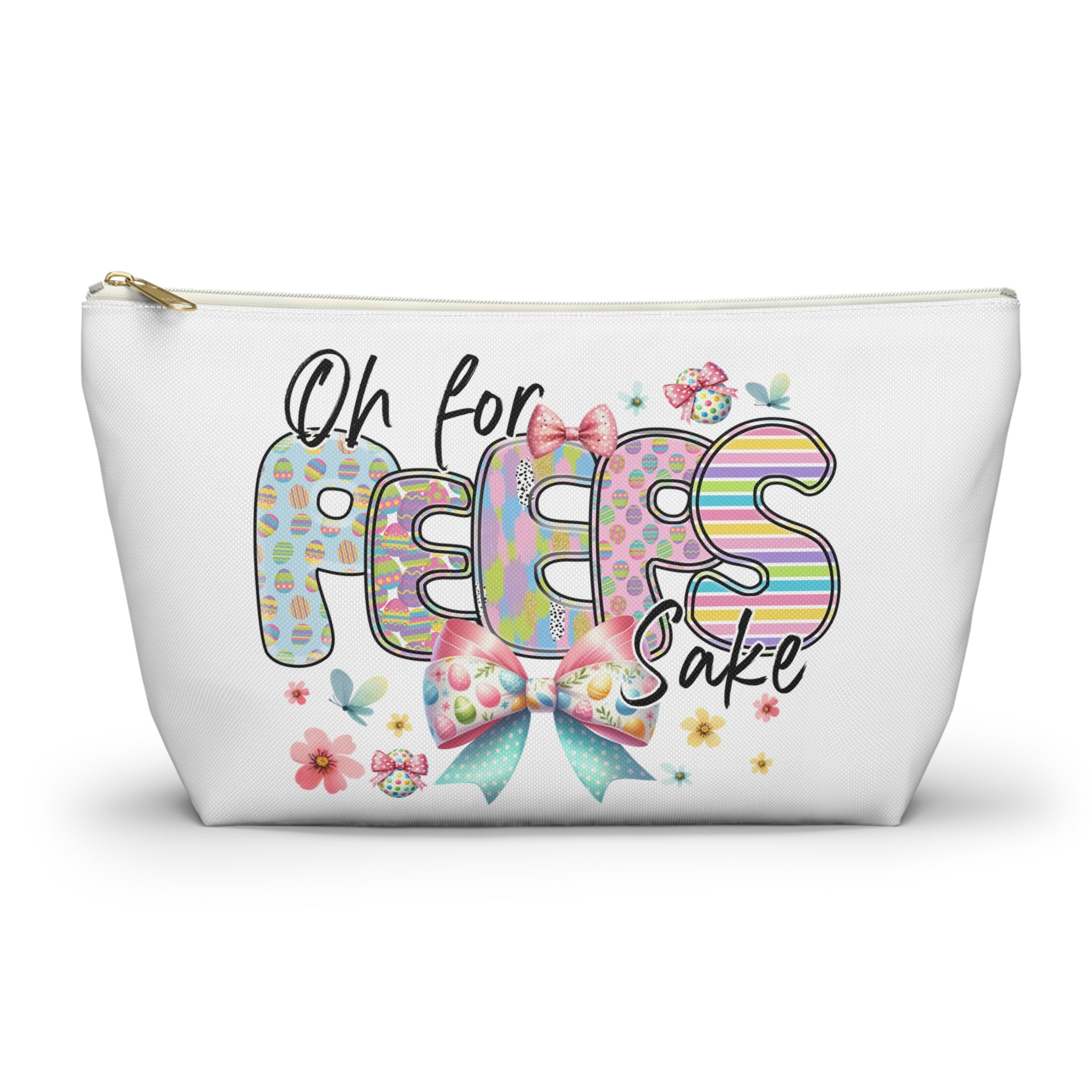 Colorful Floral Easter Accessory Pouch - "Oh for Peeps Sake"